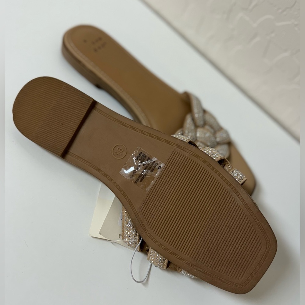 NWT Women's Maggie Rhinestone Slide Sandals - A New Day Silver - Picture 5 of 8